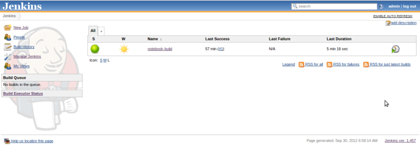 Jenkins Home with Green Balls Plugin