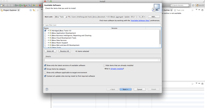 Installing JBoss Tools via Eclipse Plugin
